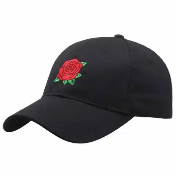 Красная Розовая Шляпа Папы, Вышитая Черная Бейсболка для Женщин, Мужская Уличная Одежда, Регулируемый Размер 58 см
