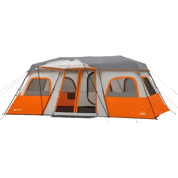 Палатка Ozark Trail Instant Cabin на 12 человек со встроенными светодиодными фонарями, 3 комнаты