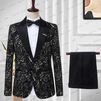 Черный жаккардовый лацкан с цветочным узором, высококачественный костюм с атласным воротником, Новый дизайн, свадебный костюм 2023, итальянский дизайн, изготовленный на заказ
