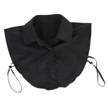2/3/5 Женская поддельная рубашка-полупальто, блузка Питер Пэн, Съемный воротник, галстук, 2 цвета, Черный