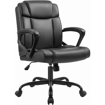 Офисное кресло Furmax со средней спинкой, компьютерное кресло, кресло для руководителя из искусственной кожи, вращающееся кресло с мягкими подлокотниками