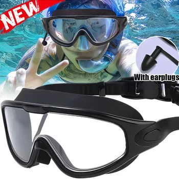 Плоские легкие плавательные очки с защитой от запотевания, для подводного плавания, для дайвинга, для плавания, Водонепроницаемые очки в большой оправе, Мужские и женские аксессуары для плавания