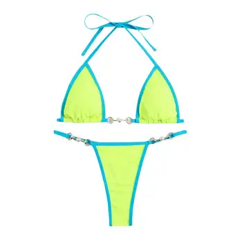 2 шт. /компл. Сексуальный женский комплект бикини, пляжная одежда, женский купальник с открытой спиной, быстросохнущий женский купальник для плавания