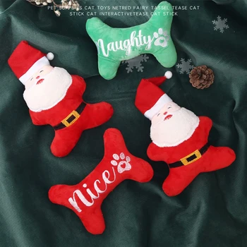 Рождественские Плюшевые игрушки для собак Санта-Клауса, игрушки для собак, Щенячий писк, Игрушки для домашних животных, Жевательные игрушки 2023