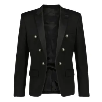 Мужские костюмы Приталенный Черный пиджак, блейзер для свадьбы, официальное пальто жениха/ Повседневная мужская одежда на каждый день, только пальто с серебряными пуговицами