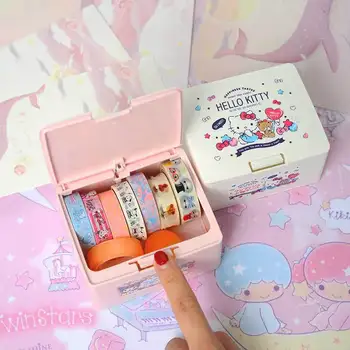 Sanrio Kawaii Cinnamoroll Коробка Для Хранения Little Twin Stars Аниме Девушки Настольный Пресс Тип Канцелярские Принадлежности Косметика Коробка Для Хранения Губной Помады