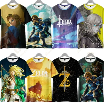 От 3 до 14 лет 2023, Футболка Zelda The Kingdom Tears, Летняя Новая футболка с Аниме для мальчиков и девочек с круглым вырезом, Крутая Детская рубашка с коротким рукавом