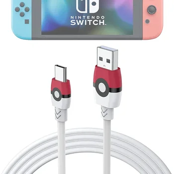 Новый OLED-кабель для передачи данных Pokemon Switch, мультяшная игровая консоль Pokeball, кабель для быстрой зарядки, облегченный переключатель USB На TYPE-C, Рождественский подарок