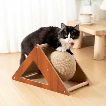 Новая игрушка-когтеточка для кошек, Износостойкая Интерактивная Подставка для когтеточки для котенка, Вращающийся шарик из натурального сизаля, Подставка для когтеточки для домашних животных