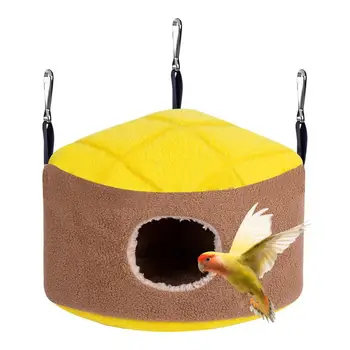 Плюшевый Птичий домик для клетки, флис, форма для ананасового хлеба, Птичье гнездо, Треугольный дизайн, аксессуары для клетки для зимнего тепла для попугаев