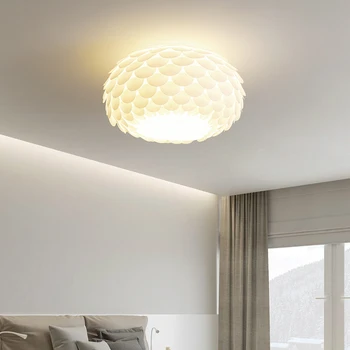 Скандинавские современные минималистичные лампы художественное освещение для гостиной креативная лампа для спальни теплый и романтический светодиодный потолочный светильник круглый