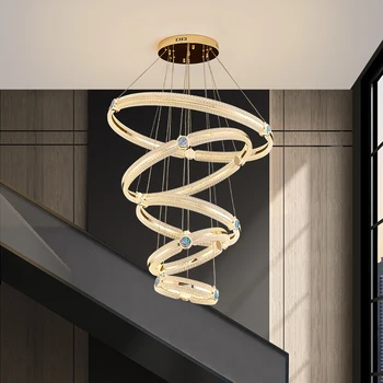 Скандинавская Люстра TEMAR Led Creative Light Роскошная Кольцевая Подвесная лампа Для домашней гостиной, Виллы, лестничной площадки.