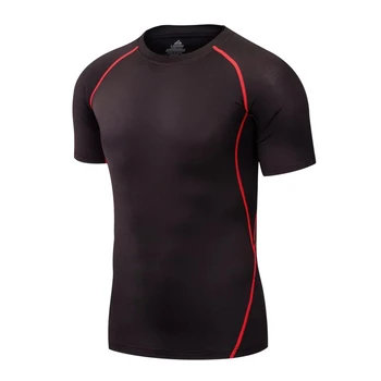Высококачественные мужские обтягивающие топы, компрессионная спортивная рубашка, мужская тренировка в тренажерном зале для бега, быстросохнущая футболка с коротким рукавом