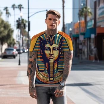 Летние новые мужские футболки с египетским старым 3D принтом, мужская футболка в повседневном стиле, мужская футболка, модный тренд, мужская футболка