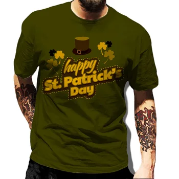 Тематическая мужская футболка С Днем Святого Патрика, Повседневная Женская футболка С круглым вырезом, Топ из Полиэстера, Негабаритная Свободная Толстовка с коротким рукавом