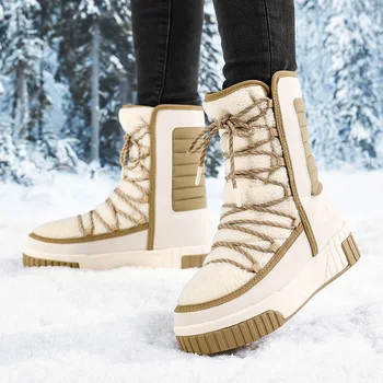 Зимние походные ботинки, теплые водонепроницаемые мужские ботинки, нескользящая износостойкая женская обувь, легкие высокие эластичные зимние ботинки, походные