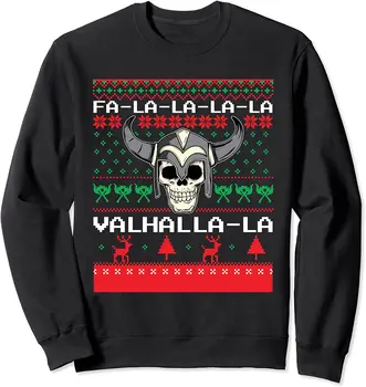 Fa La La Valhalla La Ugly Рождественские Свитера Norse Viking'er, Толстовки из 100% Хлопка, Удобная Повседневная Мужская Уличная Мода