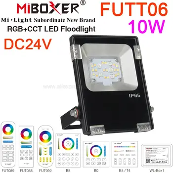 MiBoxer FUTT06 Открытый Умный Светодиодный прожектор 10 Вт RGB + CCT Водонепроницаемый DC24V 2.4 G RF Пульт дистанционного управления iOS / Android APP WiFi Голосовое Управление