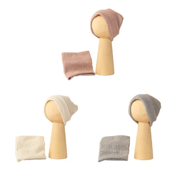 Комплект детской шапочки и обертывания для шеи, сплошной шейный платок с чепчиком на 0-36 месяцев H37A