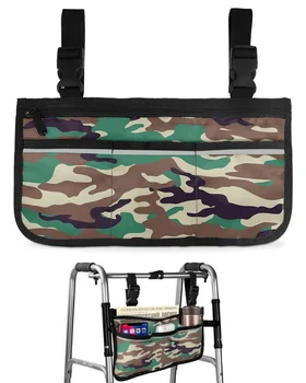 Камуфляжная сумка для инвалидной коляски с карманами, светоотражающими полосками, боковые сумки для подлокотников, прогулочная рама для электрического скутера, сумка для хранения
