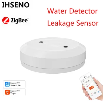 Tuya Для Zigbee Smart Sensor Связь Датчик утечки воды Погружная Охранная сигнализация Течеискатель Переполнение Водонепроницаемый Smart