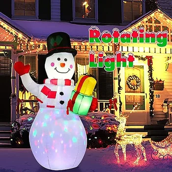 Рождественский Надувной Снеговик со Светодиодными Фонарями, Веселый Новогодний Подарок, Рождественское Украшение для Вечеринки на Открытом воздухе для Домашней надувной воздушной модели