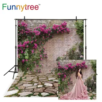 Фотостудия Funnytree, весна, природа, кирпичная стена, виниловый сад, фон для цветов, виноградная лоза, фон для фотографий, фотосессия, фотозона