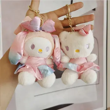Kawaii Sanrio Hello Kitty Melody Kuromi Плюшевый Брелок Подвеска Плюшевая Кукла Аксессуары для детского рюкзака Кукольные брелоки