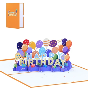 3D поздравительная открытка с Днем рождения, воздушный шар, Сюрприз, поздравительные открытки для детей, подарки на Новый год, Принадлежности для благословения