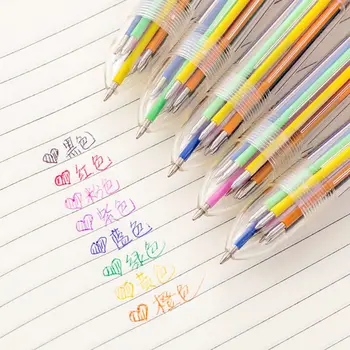 2023 Новая Креативная Многоцветная Шариковая Ручка Прекрасный Канцелярский Пресс 8 Цветная Масляная Ручка для студентов Детский Офис Школьные Принадлежности