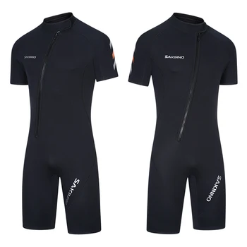 Новый 2 мм неопреновый мужской водолазный костюм с наклонной застежкой-молнией спереди, с коротким рукавом, утолщенный солнцезащитный крем, теплый костюм для серфинга и подводного плавания
